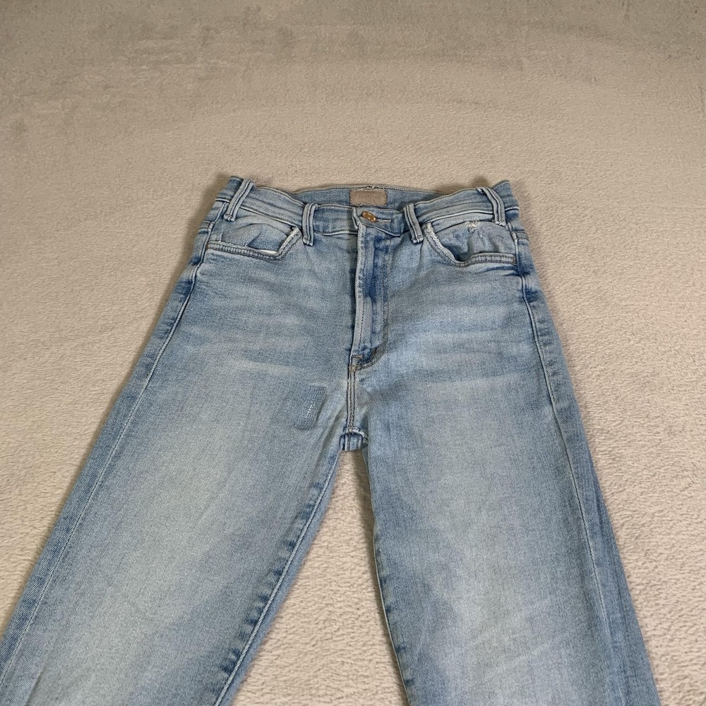 Mother Hustler Ankle Chew Jeans Womens 25 Light Wash Mid Rise Distressed Raw Hem - Picture 2 of 16